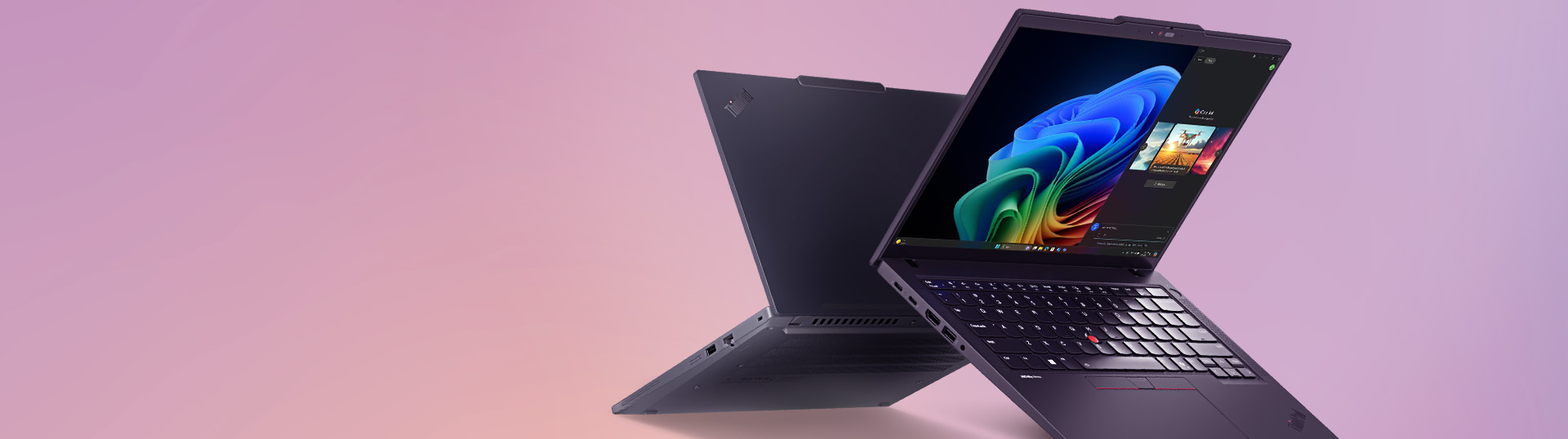 Two views, one in laptop mode, one in tablet mode with a pen hovering above it, of the Lenovo Yoga 7i 2-in-1 Gen 10 (16” Intel).